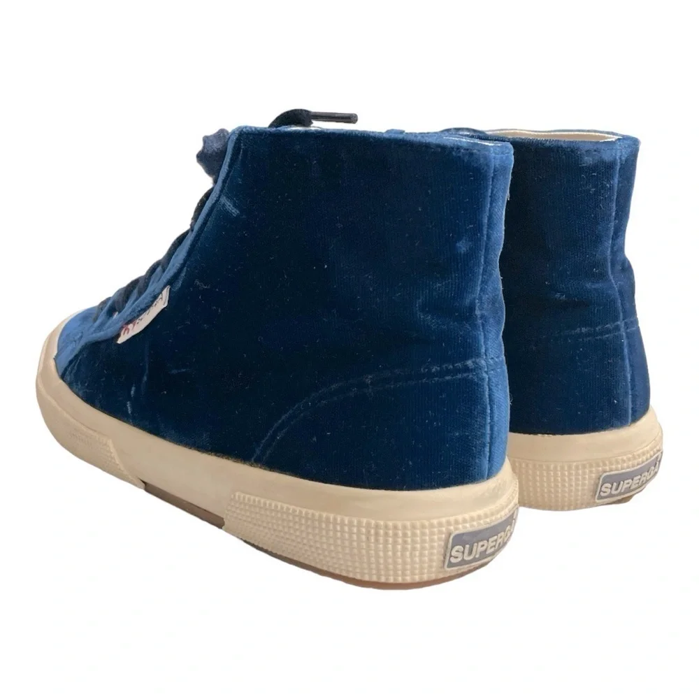 Superga Womens Blue  velvet high top sneakers size 6.5